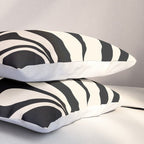 New Groove Retro Swirl Abstract in Black and Almond Cream Pillow Sham Gallery Image 3