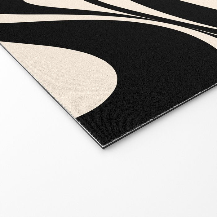 New Groove Retro Swirl Abstract in Black and Almond Cream Welcome Mat Gallery Image 2