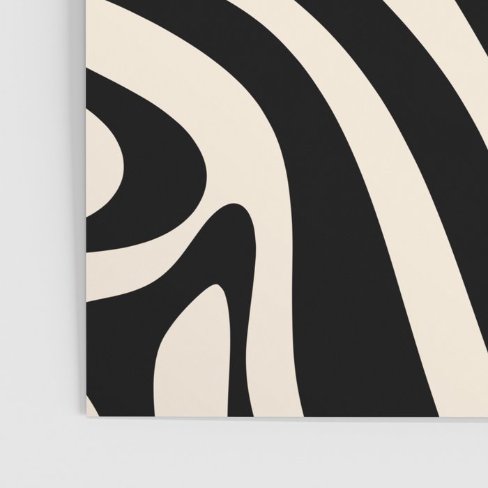 New Groove Retro Swirl Abstract in Black and Almond Cream Poster Gallery Image 3