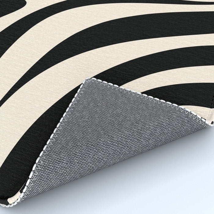 New Groove Retro Swirl Abstract in Black and Almond Cream Rug Gallery Image 4