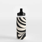 New Groove Retro Swirl Abstract in Black and Almond Cream Water Bottle Gallery Image 2
