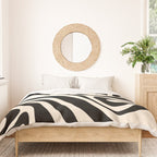 New Groove Retro Swirl Abstract in Black and Almond Cream Duvet Cover Gallery Image 3