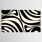 New Groove Retro Swirl Abstract in Black and Almond Cream Tablecloth Gallery Image 2