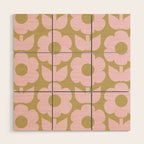 Pale Pink Jonnty Flowers Retro Minimal Floral Pattern Wood Wall Art Gallery Image 1