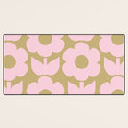 Pale Pink Jonnty Flowers Retro Minimal Floral Pattern Desk Mat Gallery Image 3