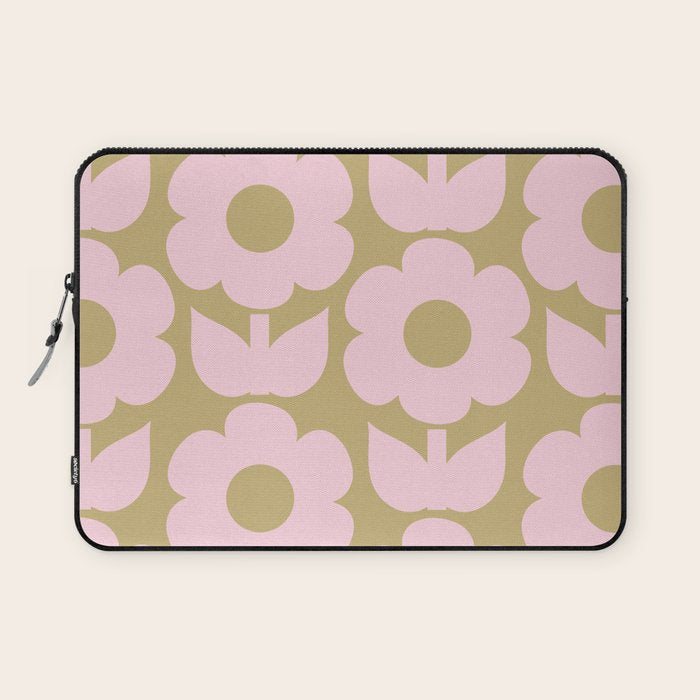 Pale Pink Jonnty Flowers Retro Minimal Floral Pattern Laptop Sleeve Gallery Image 1