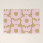 Pale Pink Jonnty Flowers Retro Minimal Floral Pattern Welcome Mat Gallery Image 1