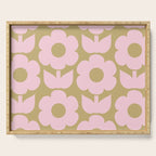 Pale Pink Jonnty Flowers Retro Minimal Floral Pattern Serving Tray Gallery Image 1