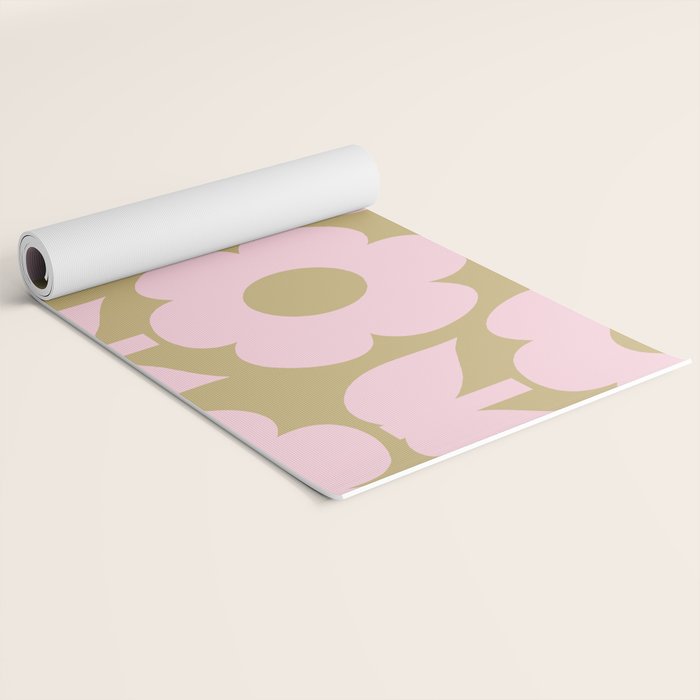 Pale Pink Jonnty Flowers Retro Minimal Floral Pattern Yoga Mat Gallery Image 2
