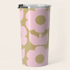 Pale Pink Jonnty Flowers Retro Minimal Floral Pattern Travel Mug Gallery Image 3