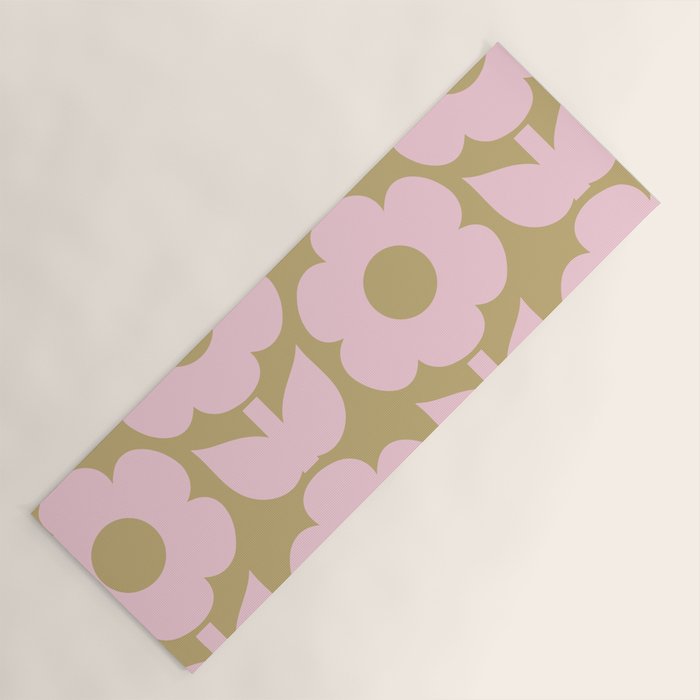 Pale Pink Jonnty Flowers Retro Minimal Floral Pattern Yoga Mat Gallery Image 1