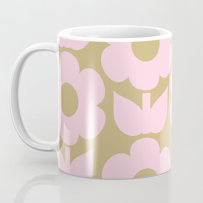 Pale Pink Jonnty Flowers Retro Minimal Floral Pattern Coffee Mug Gallery Image 3