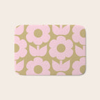 Pale Pink Jonnty Flowers Retro Minimal Floral Pattern Bath Mat Gallery Image 1