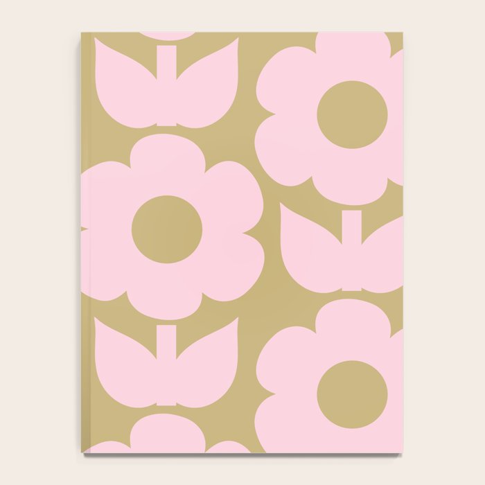 Pale Pink Jonnty Flowers Retro Minimal Floral Pattern Notebook Gallery Image 4