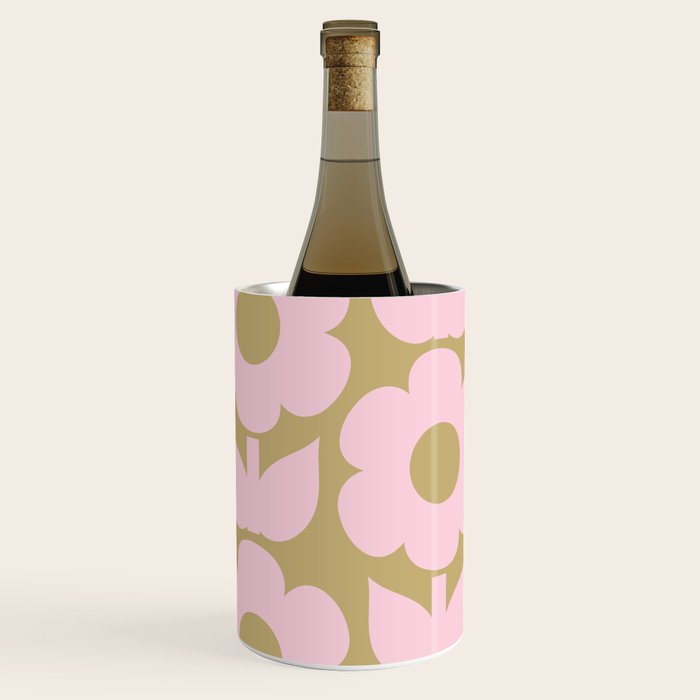Pale Pink Jonnty Flowers Retro Minimal Floral Pattern Wine Chiller Gallery Image 1