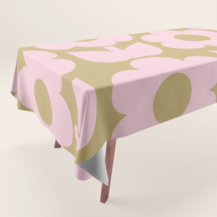 Pale Pink Jonnty Flowers Retro Minimal Floral Pattern Tablecloth Gallery Image 1