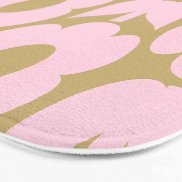 Pale Pink Jonnty Flowers Retro Minimal Floral Pattern Bath Mat Gallery Image 3