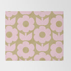 Pale Pink Jonnty Flowers Retro Minimal Floral Pattern Throw Blanket Gallery Image 2