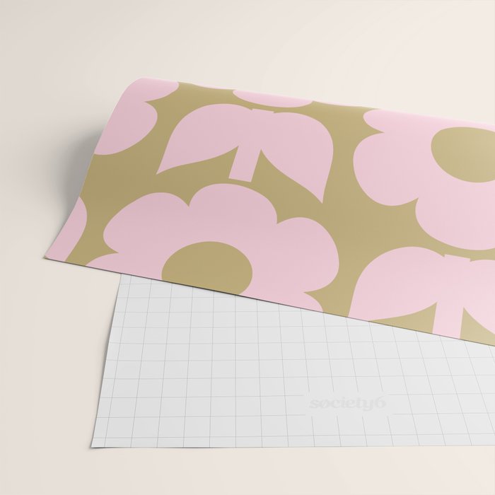 Pale Pink Jonnty Flowers Retro Minimal Floral Pattern Wrapping Paper Gallery Image 2