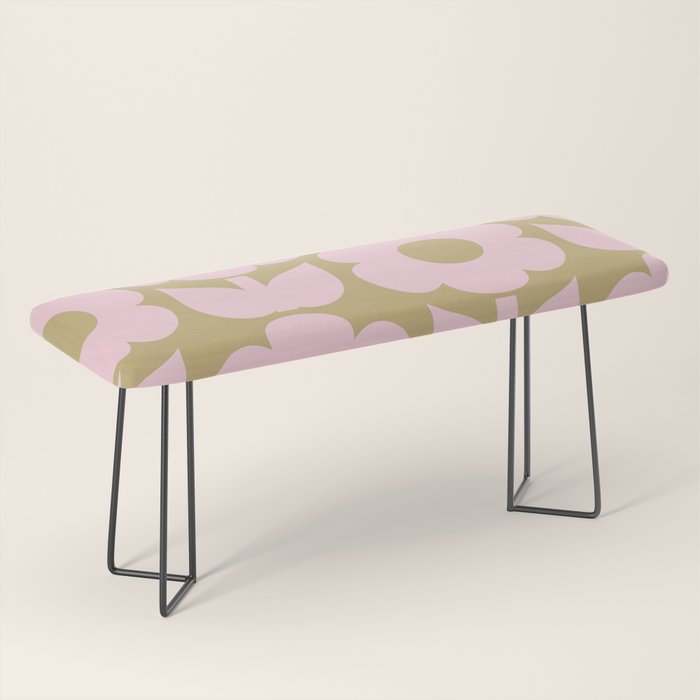 Pale Pink Jonnty Flowers Retro Minimal Floral Pattern Bench Gallery Image 1