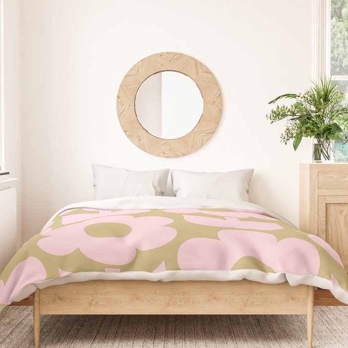 Pale Pink Jonnty Flowers Retro Minimal Floral Pattern Duvet Cover Gallery Image 3