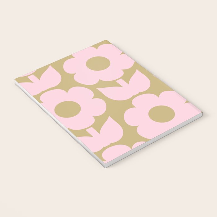 Pale Pink Jonnty Flowers Retro Minimal Floral Pattern Notebook Gallery Image 3