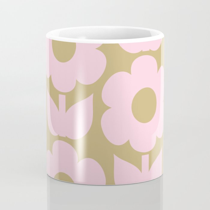 Pale Pink Jonnty Flowers Retro Minimal Floral Pattern Coffee Mug Gallery Image 4
