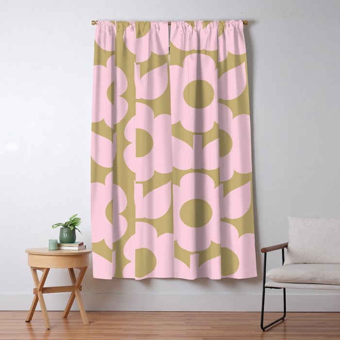 Pale Pink Jonnty Flowers Retro Minimal Floral Pattern Window Curtain Gallery Image 5