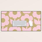 Pale Pink Jonnty Flowers Retro Minimal Floral Pattern Desk Mat Gallery Image 1