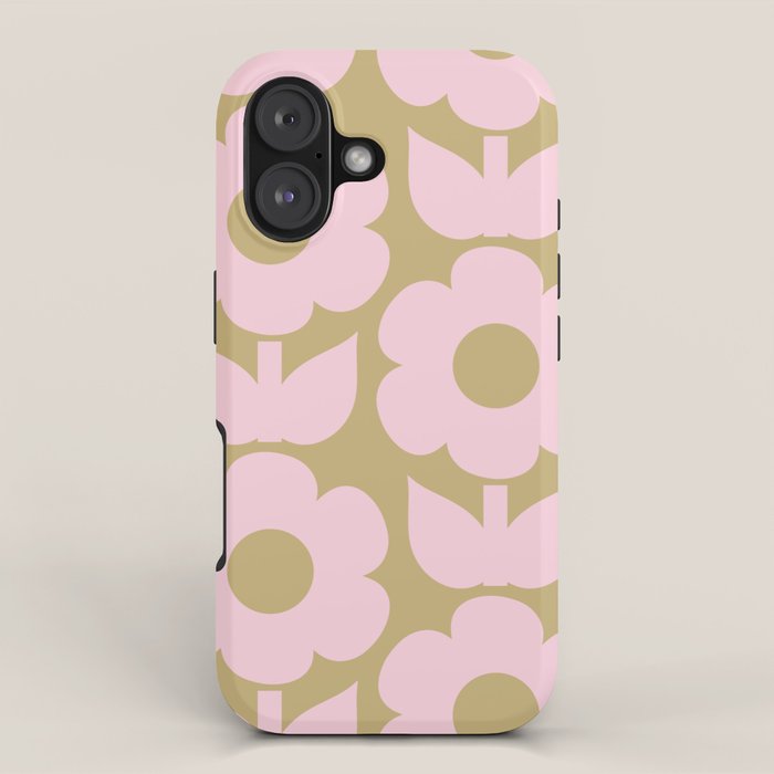 Pale Pink Jonnty Flowers Retro Minimal Floral Pattern iPhone Case Gallery Image 1