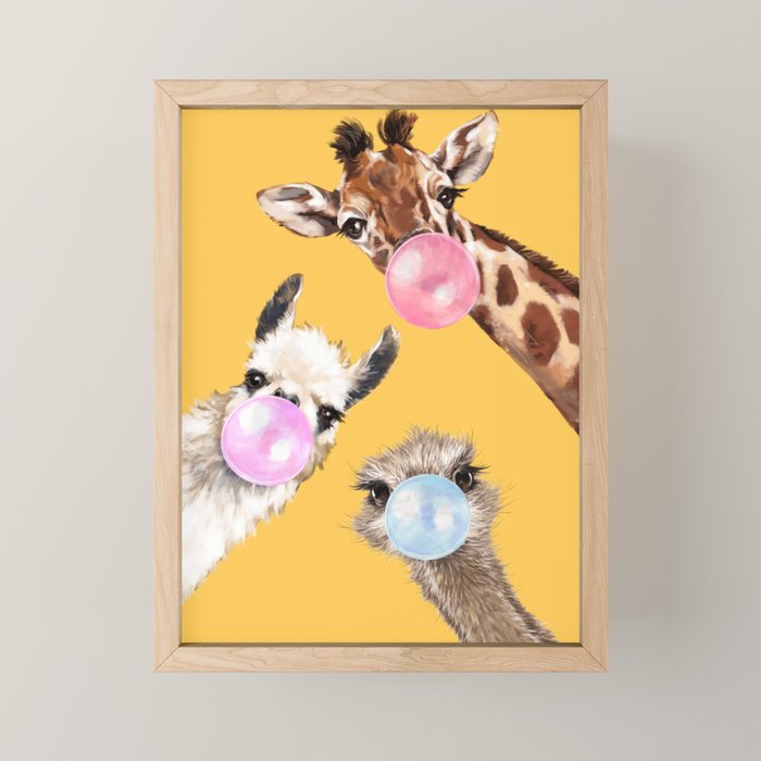 Bubble Gum Gang in Yellow Mini Art Print Gallery Image 1