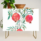 red pomegranate watercolor Credenza Gallery Image 1