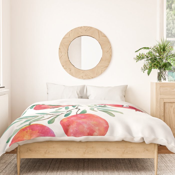 red pomegranate watercolor Duvet Cover Gallery Image 3