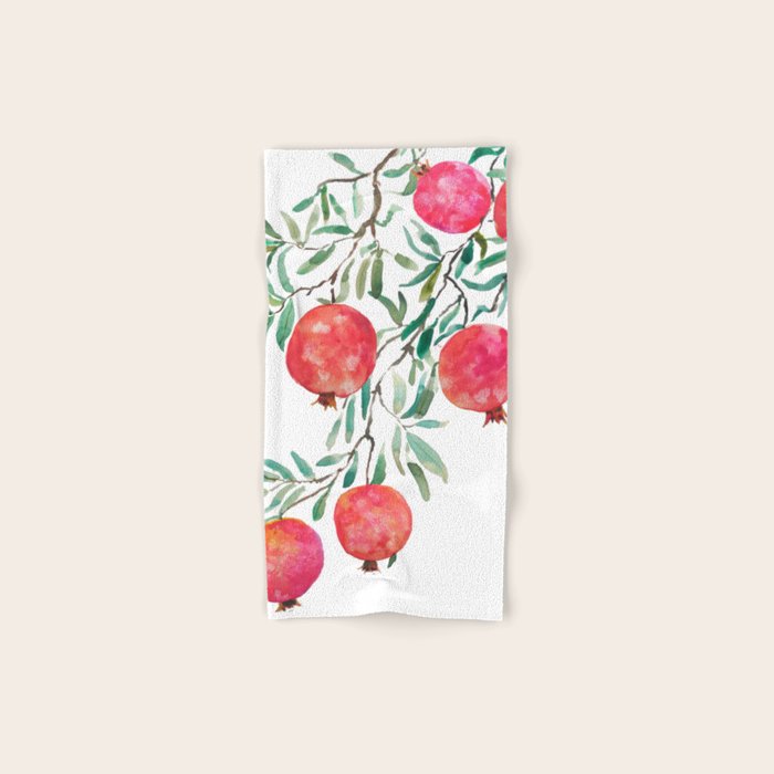red pomegranate watercolor Bath Towel Gallery Image 1