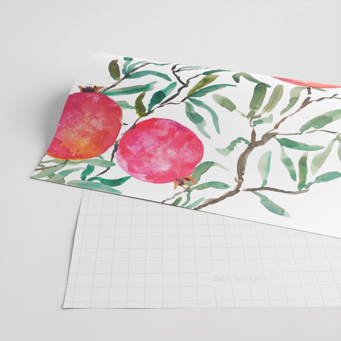 red pomegranate watercolor Wrapping Paper Gallery Image 2