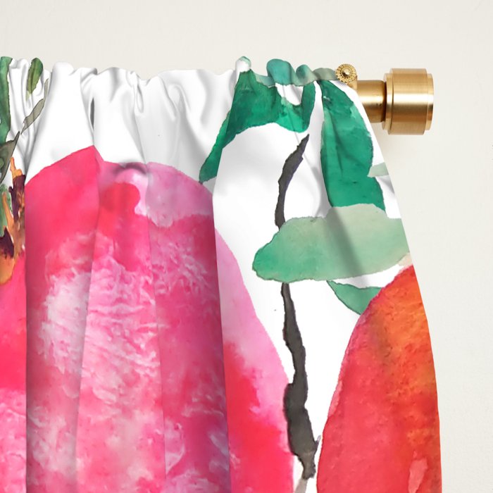 red pomegranate watercolor Window Curtain Gallery Image 2