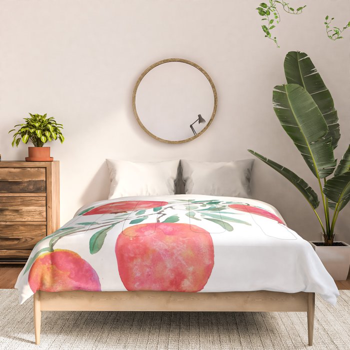 red pomegranate watercolor Comforter Gallery Image 3