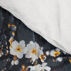 White Blossom Flowers on Blue Texture - Tree - Elegant Floral - Nature photography Comforter Gallery Image 4