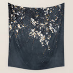 White Blossom Flowers on Blue Texture - Tree - Elegant Floral - Nature photography Wall Tapestry Gallery Image 4