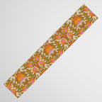 Orange, Pink Flowers and Green Leaves 1960s Retro Vintage Pattern Table Runner Gallery Image 3