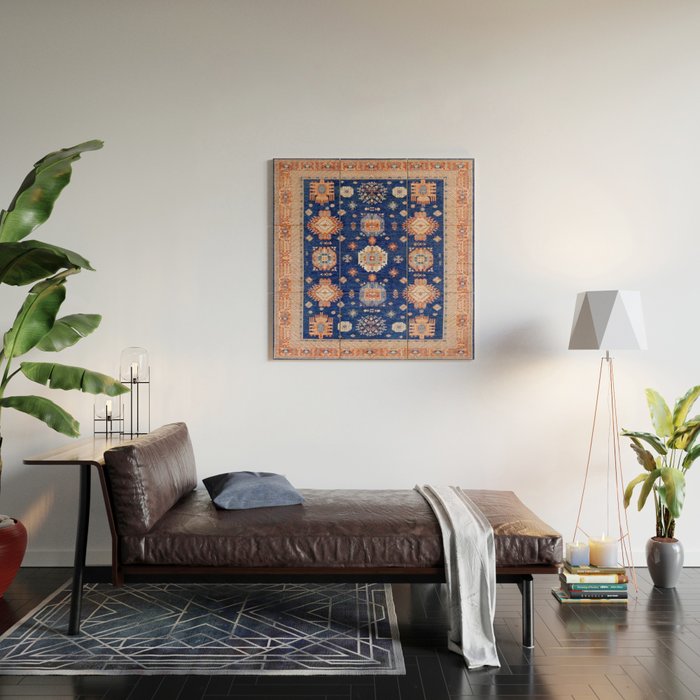 Navy Angel Jewels Kazak Rug Wood Wall Art Gallery Image 2