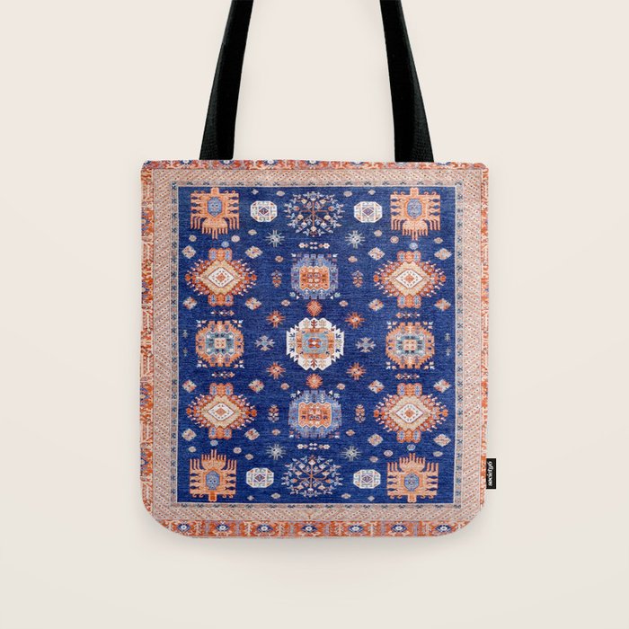 Navy Angel Jewels Kazak Rug Tote Bag Gallery Image 1