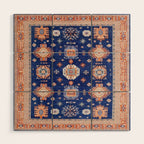 Navy Angel Jewels Kazak Rug Wood Wall Art Gallery Image 1