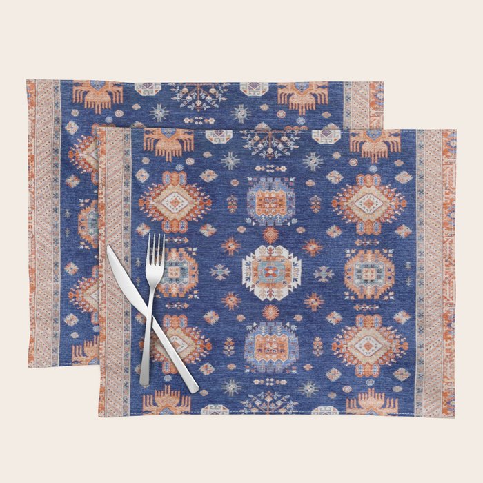 Navy Angel Jewels Kazak Rug Placemat Gallery Image 1