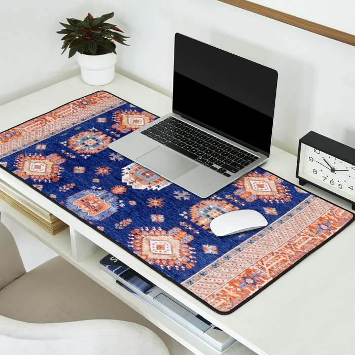 Navy Angel Jewels Kazak Rug Desk Mat Gallery Image 2