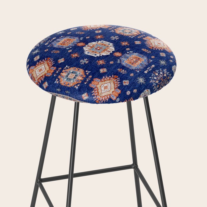 Navy Angel Jewels Kazak Rug Stool Gallery Image 2