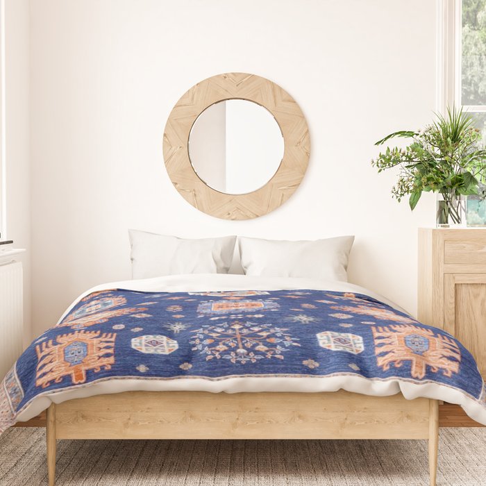 Navy Angel Jewels Kazak Rug Duvet Cover Gallery Image 3