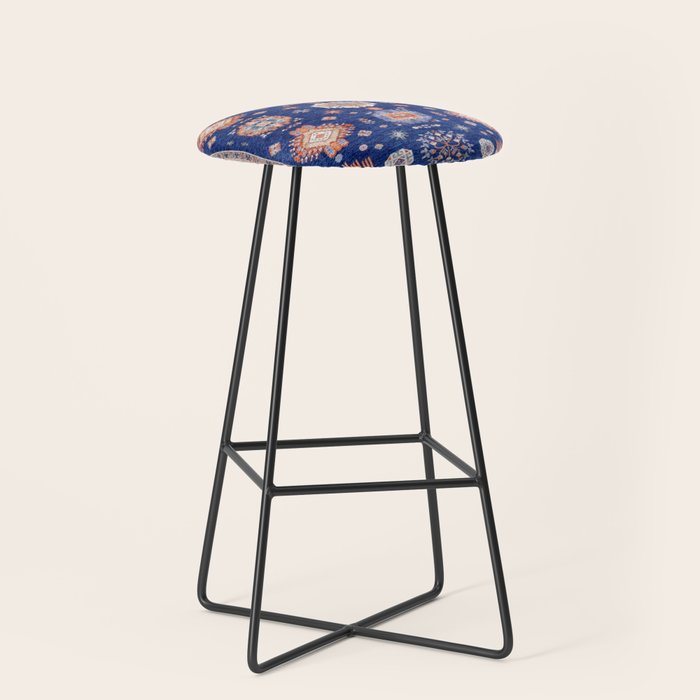 Navy Angel Jewels Kazak Rug Stool Gallery Image 1