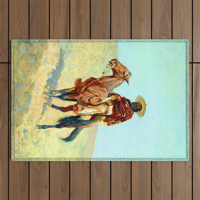 Frederic Remington The Mexican Cowboy Outdoor Rug Gallery Image 1