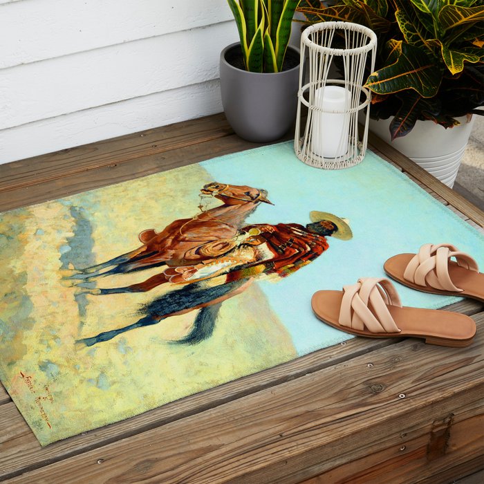 Frederic Remington The Mexican Cowboy Outdoor Rug Gallery Image 2